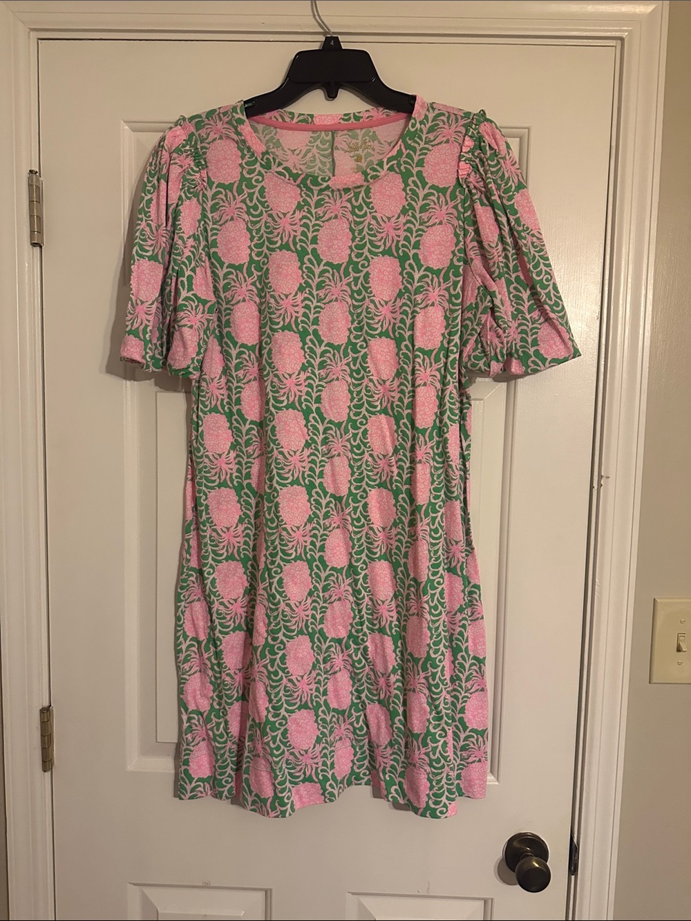 Lilly Pulitzer Pink & Green Pineapple Print Short Sleeve Dress